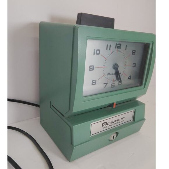 Acroprint Time CLock Recorder 150QR4 Vintage Green Automatic Cleaned And Tested - Picture 3 of 8